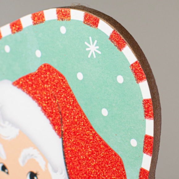 Believe In The Magic Of Christmas Santa Sign 10” NEW! Red, White, Mint w/Glitter - Picture 2 of 3